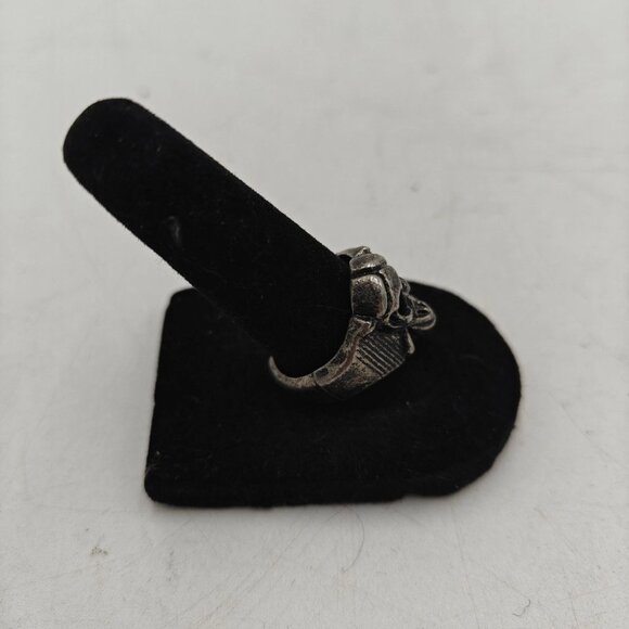 Silver Tone Skull Ring Gothic Biker Punk Style Chunky Unisex Size 12.5 + Open - Picture 6 of 13